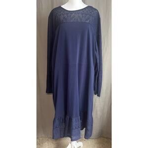 Michael Kors Womens Navy Blue Bell Sleeve Jersey Sheath Stretch Dress Size 3X
